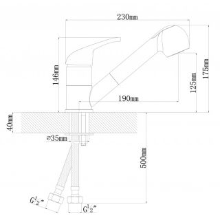Смеситель для кухни Dr. Gans Соната с выдвижным изливом везувий